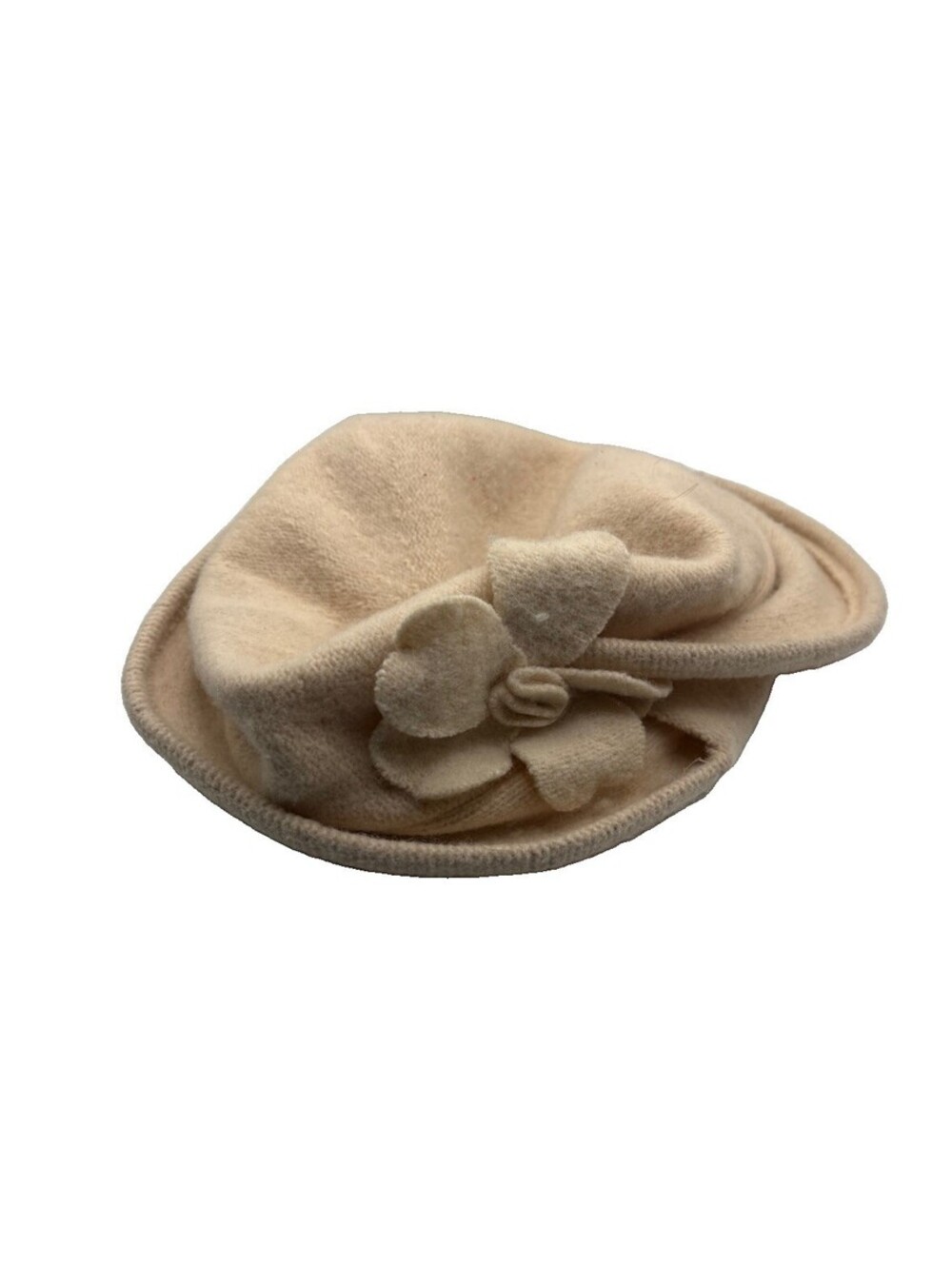 Adora Cream 100% Wool Cloche Hat with Flower One Size Womens